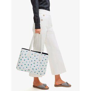 S Kate Spade All Day Dainty Bloom Large Tote Floral White Pouch PXR00389 NWT